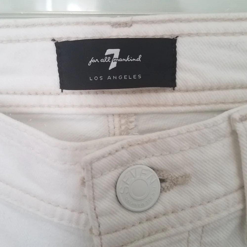 7 For All Mankind High Waisted Cropped Straight in Clean White Size 28 - Picture 8 of 13